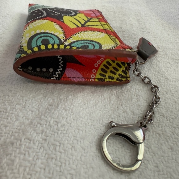 Vera Bradley Key Chain Slim Coin Purse Colorful Flower Shower PVC Vinyl preowned - Picture 4 of 5
